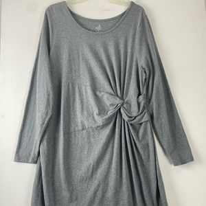 Belle Sky Gray Jersey Long Sleeve Maternity Dress Sz 1X (sku 191)